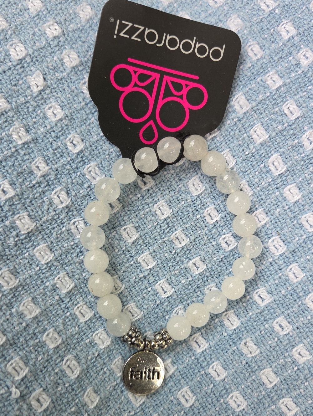 Paparazzi Faith It Till You Make It White Stone Beaded Stretch Bracelet. NWT.
